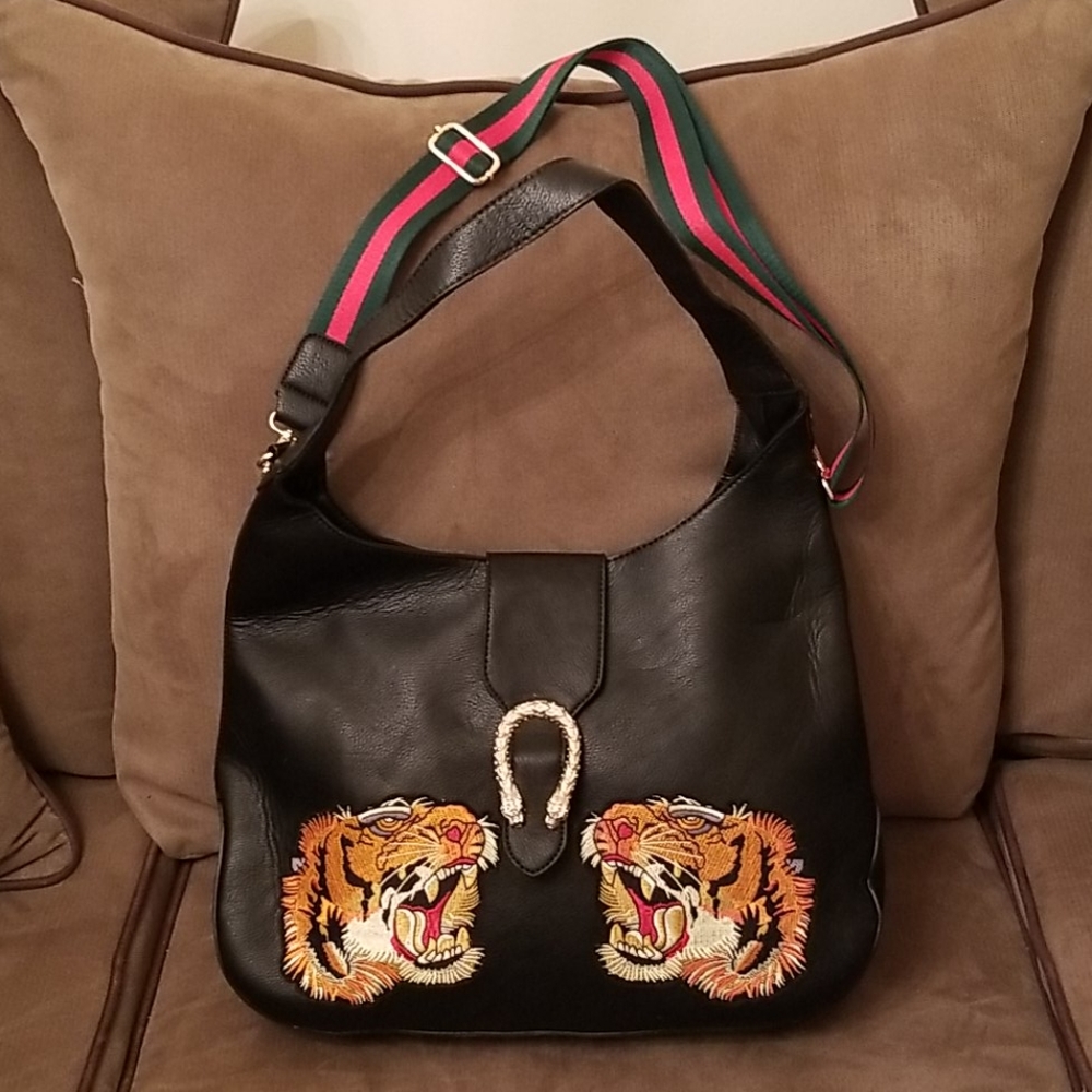 Black soft leather handbag